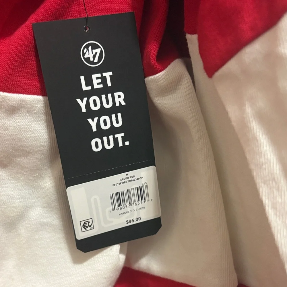 47 Kansas City Chiefs  Red and White Striped Long Sleeve Polo - Picture 4 of 4